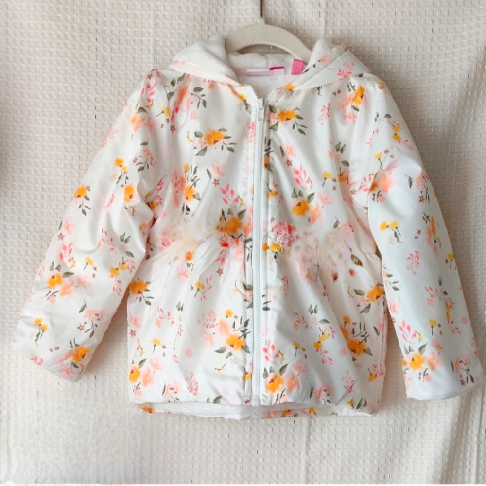 Penelope Mack Girls Cream Hooded Floral Jacket Size 4t